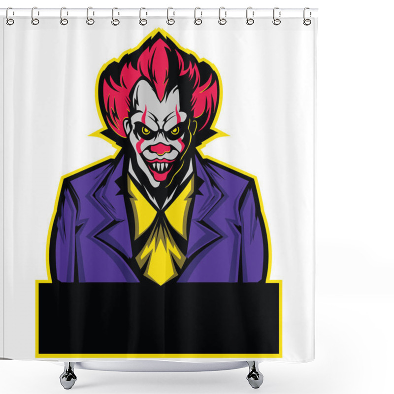 Personality  Clown Icon Suitable For E-sport Team Logo. Joker Mascot For Sports And E-sports Logo Vector Illustration. Evil Clown Head And Body Symbol For Design Shower Curtains