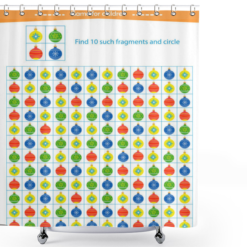 Personality  A Game For Children. Find The Christmas Tree Decorations Shown In The Sample. Development Of Attention, Thinking Shower Curtains