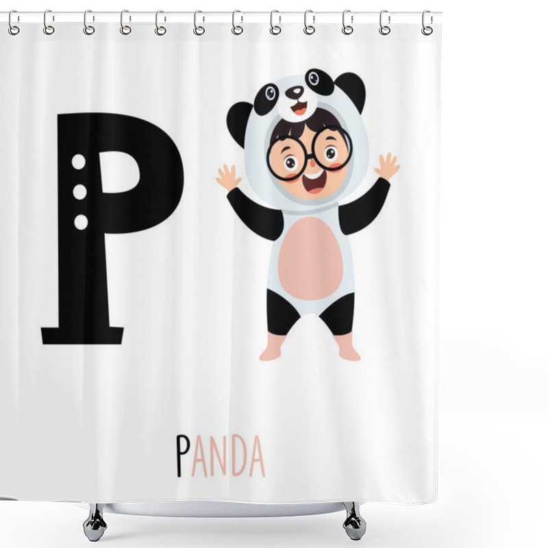 Personality  Character In Animal Costume Showing Alphabet Letter Shower Curtains