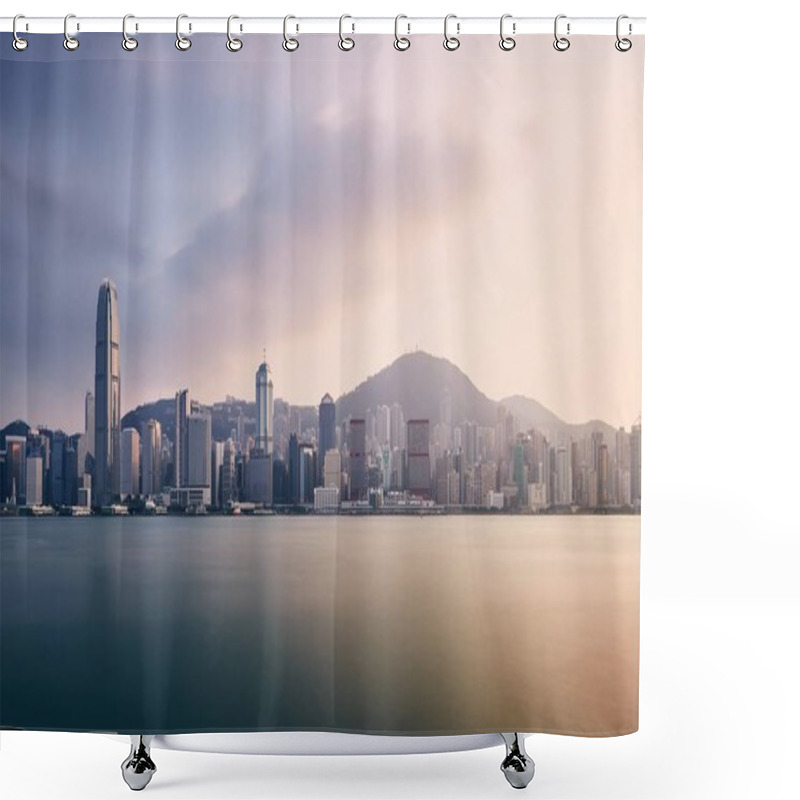 Personality  Urban Skyline Of Hong Kong At Sunset Shower Curtains