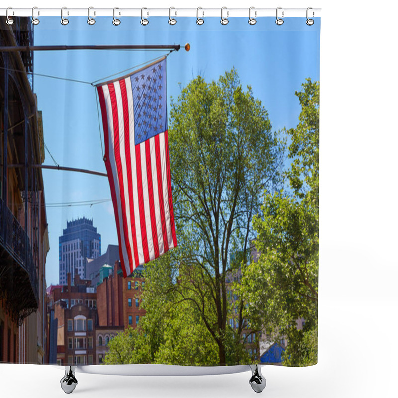 Personality  American Flag In Boston Downtown Massachusetts Shower Curtains