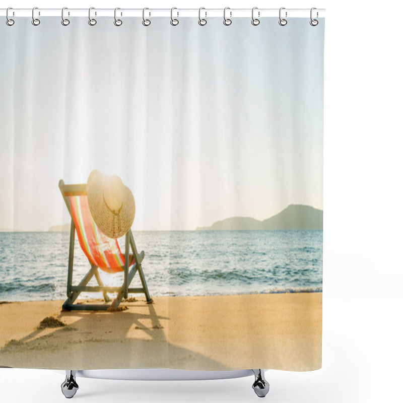 Personality  Deck Chair At The Beach Shower Curtains