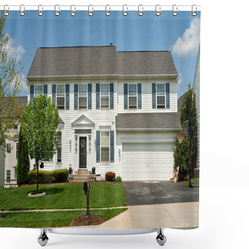 Personality  Front Vinyl Siding Single Family House Home Suburban Maryland, U Shower Curtains