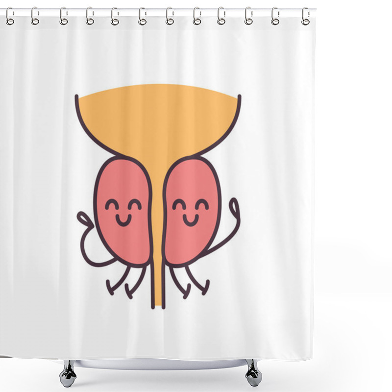 Personality  Smiling Organ Character Icon. Medicine And Health. Shower Curtains