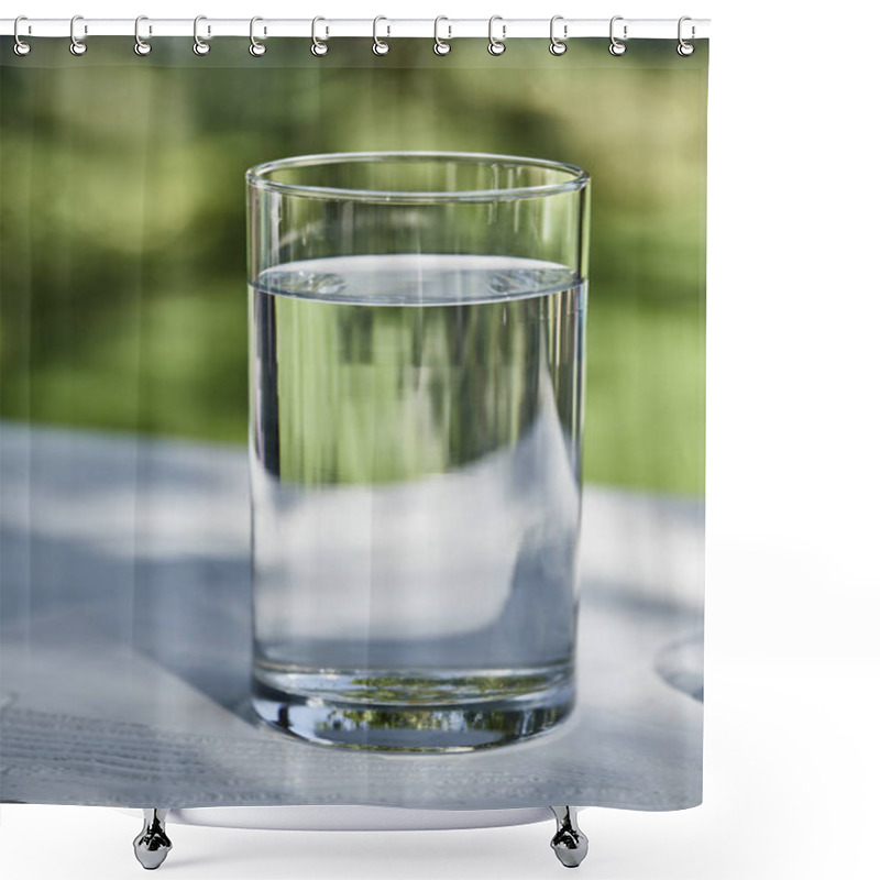 Personality  Fresh Clean Water In Transparent Glass At Sunny Day Outside Shower Curtains