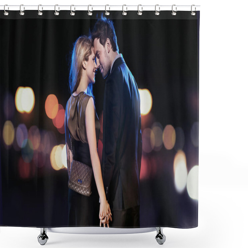 Personality  Young Couple In Elegant Evening Dresses Shower Curtains