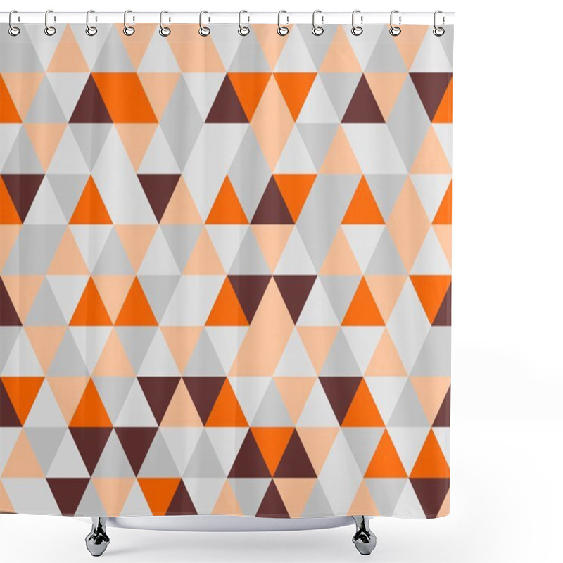 Personality  Colorful Tile Background Vector Illustration. Grey, Orange, Pink And Chocolate Brown Triangle Geometric Mosaic Document Template Or Seamless Pattern. Shower Curtains