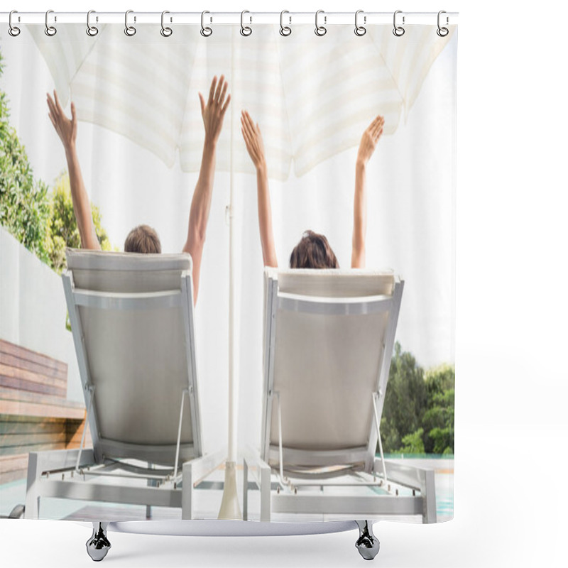 Personality  Young Couple Near Swimming Pool Shower Curtains