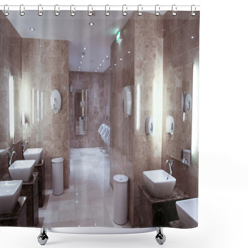 Personality  Contemporary Interior Of Public Toilet Shower Curtains