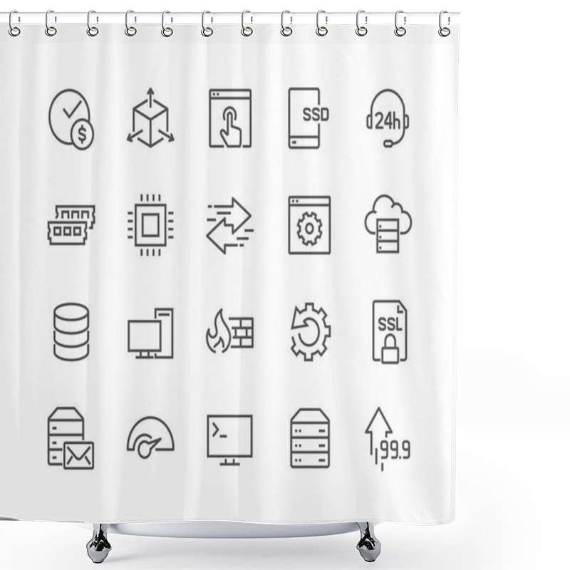 Personality  Line Hosting Icons Shower Curtains