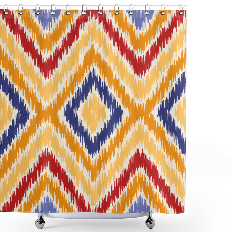 Personality  Seamless Geometric Pattern, Ikat Fabric Style. Shower Curtains