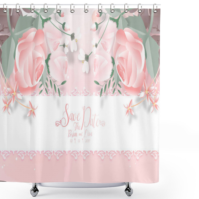 Personality  Sweet Floral Wedding Card. Shower Curtains