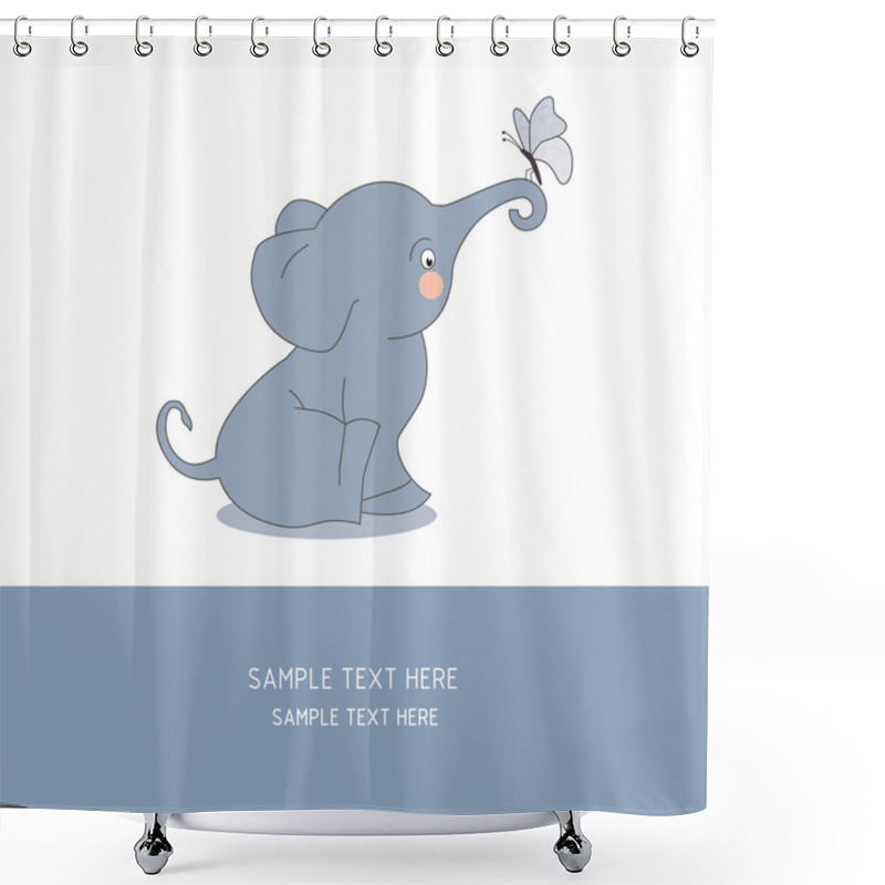 Personality  Postcard. Elephant And Butterfly Shower Curtains