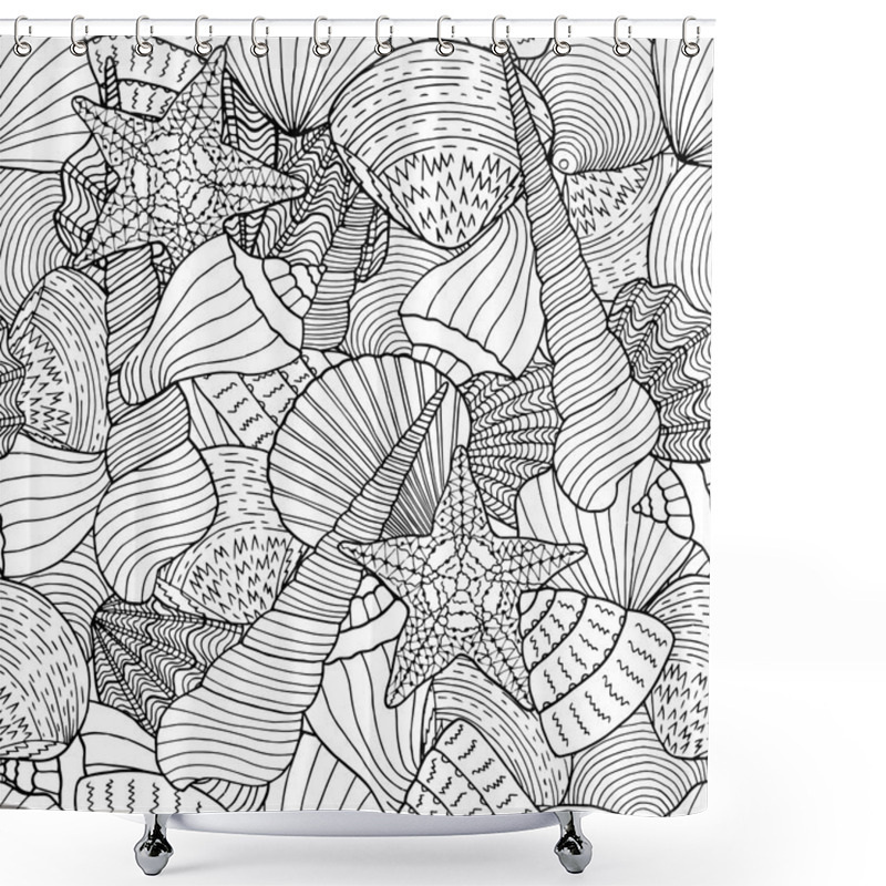 Personality  Seamless Background With Sea Shells Shower Curtains