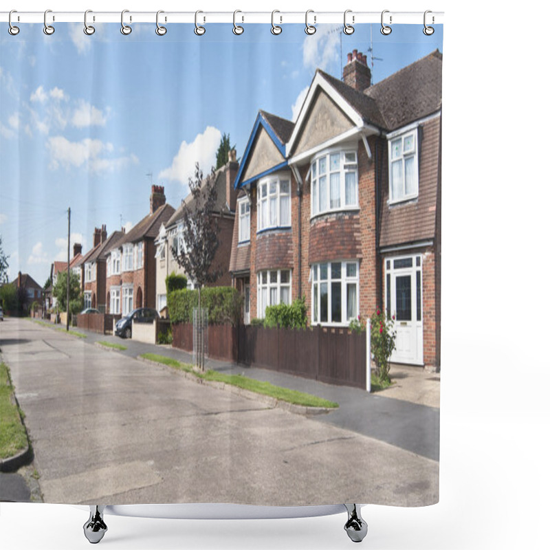 Personality  Street Of Semi Detached & Detached Houses In Urban Area Shower Curtains