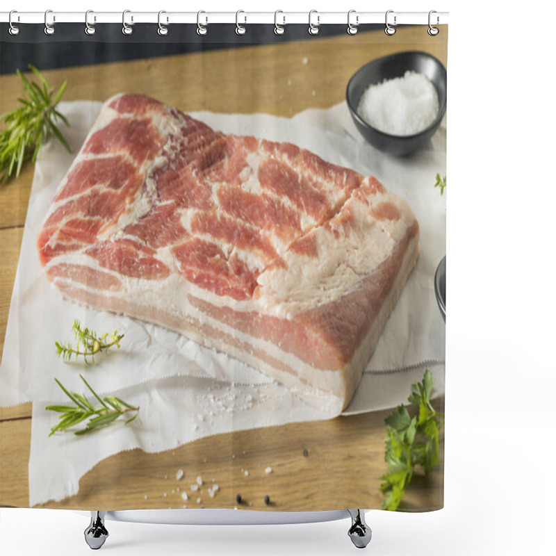 Personality  Raw Organic Pork Belly Meat With Salt And Pepper Shower Curtains