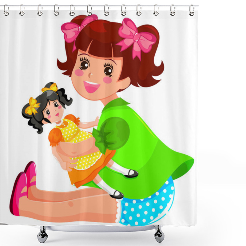 Personality  Girl And Doll Shower Curtains