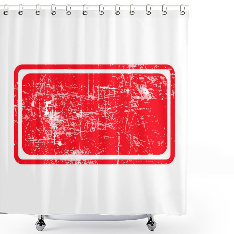 Personality  Red Rectangular Grunge Stamp With Blank Siolated On White Backgr Shower Curtains