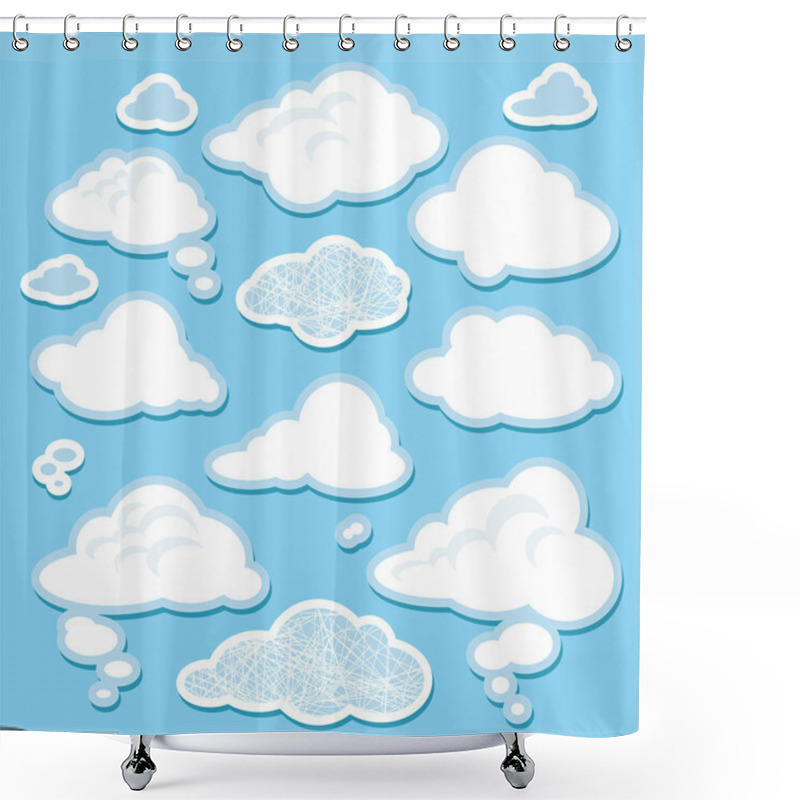 Personality  Vector Set Of Cartoon Clouds Shower Curtains