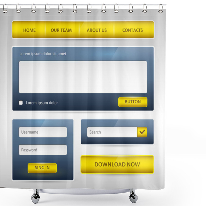 Personality  Web Site Design Template Navigation Elements With Icons Set: Navigation Menu Bars Shower Curtains