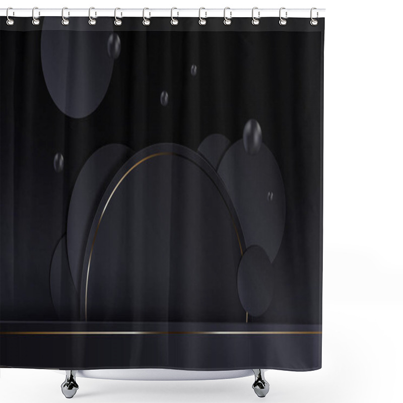 Personality  Abstract Geometric Dark Composition With A Round Frame With A Gold Rim Shower Curtains