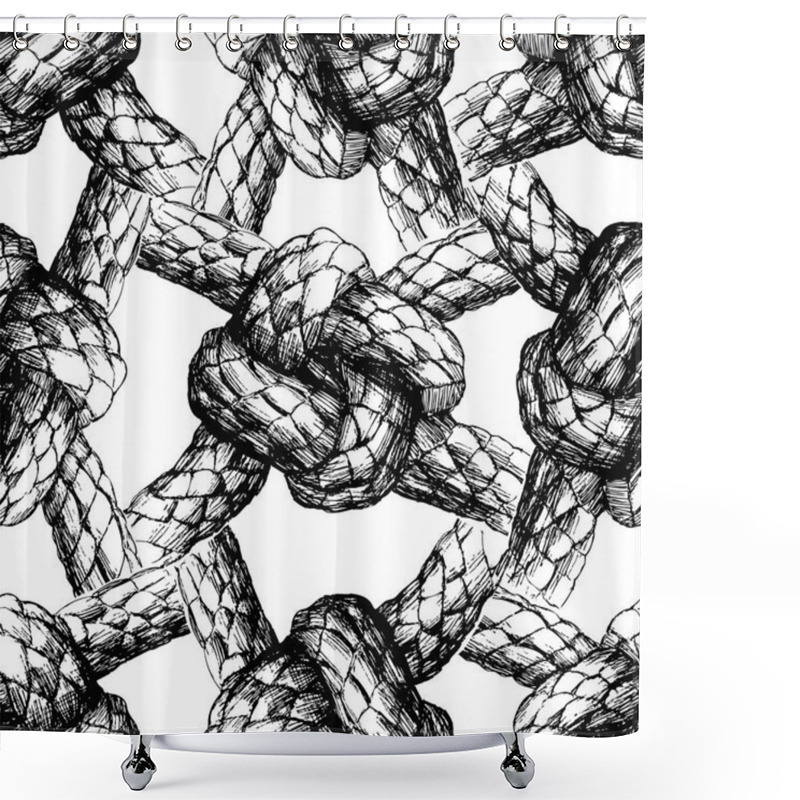 Personality   Seamless Pattern Of Sea Knots From Rigging Rope Shower Curtains