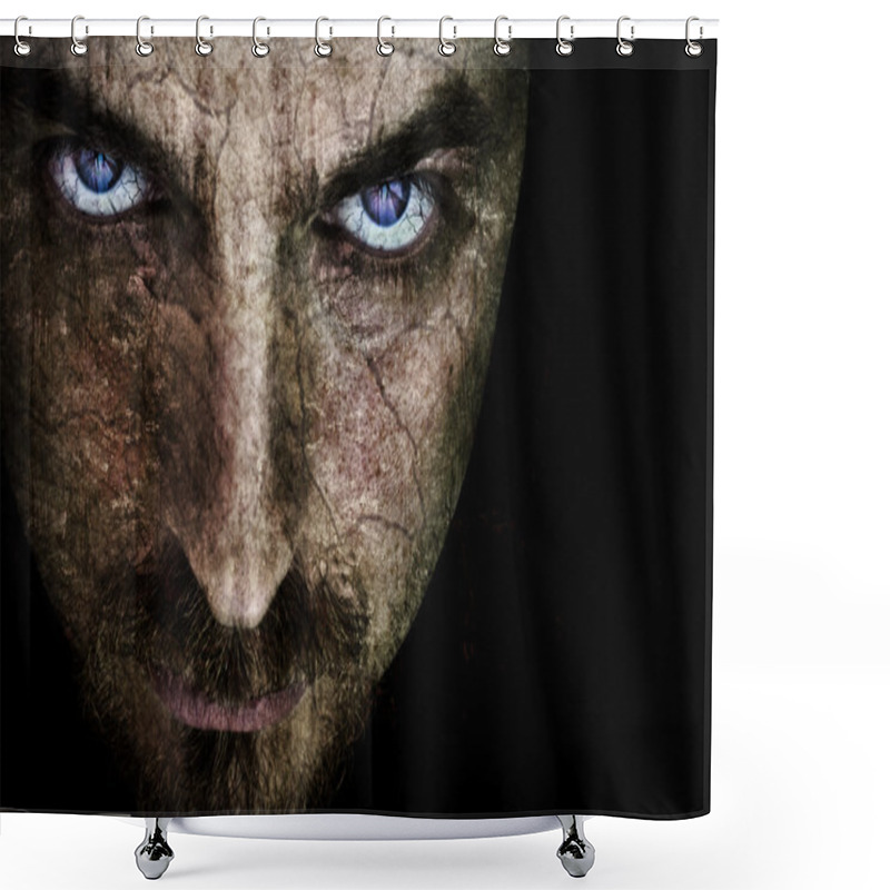 Personality  Close-up Of Sinister Face, With Cracked Skin (fine Details On Eyes) Shower Curtains