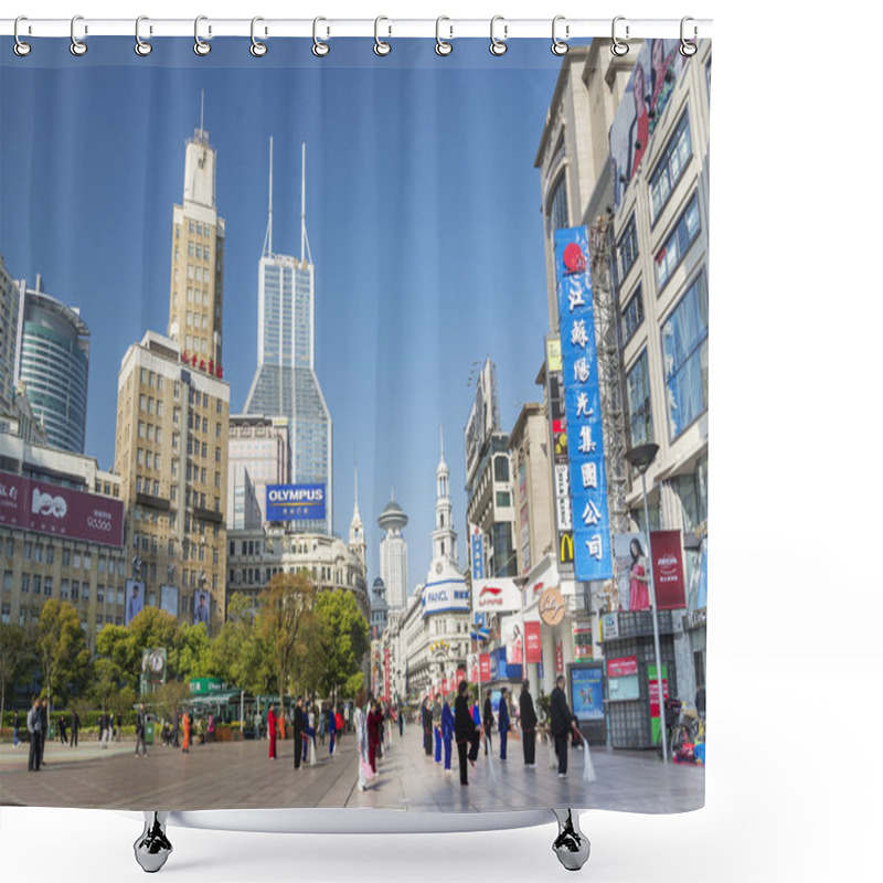 Personality  Nanjing Road In Shanghai China Shower Curtains