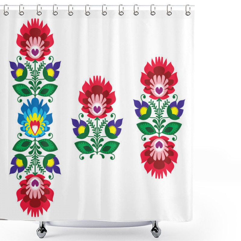 Personality  Folk Embroidery - Floral Traditional Polish Pattern Shower Curtains