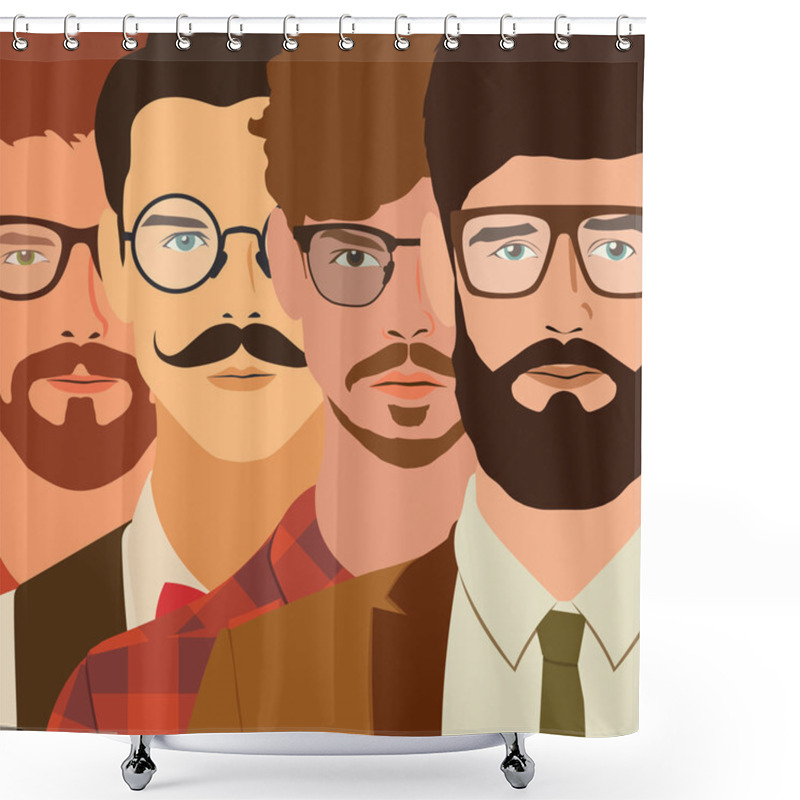 Personality  Flat Hipster Characters Shower Curtains