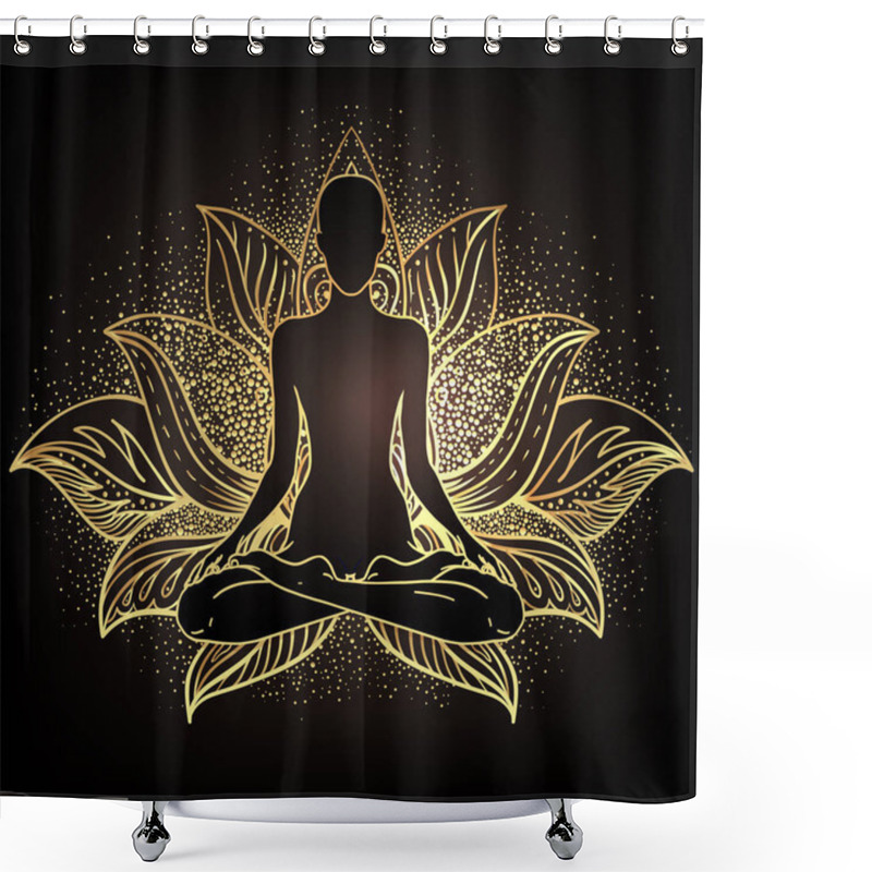 Personality  Chakra Concept. Inner Love, Light And Peace. Buddha Silhouette I Shower Curtains