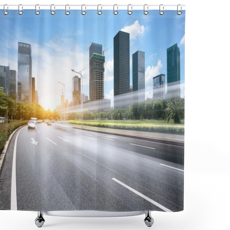 Personality  Asphalt Road Of A Modern City Shower Curtains