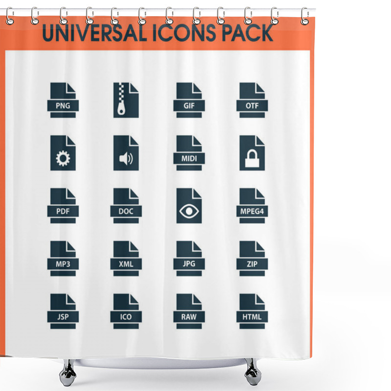 Personality  Types Icons Set With Script, Text, Format And Other Configuration Elements. Isolated  Illustration Types Icons. Shower Curtains