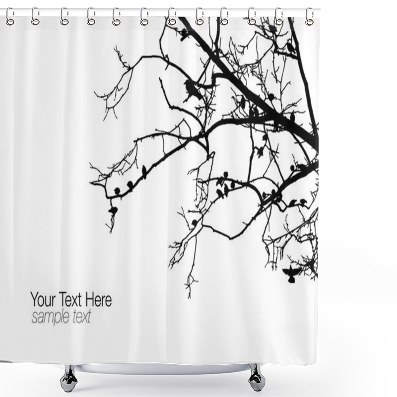 Personality  Tree Silhouette With Birds Shower Curtains