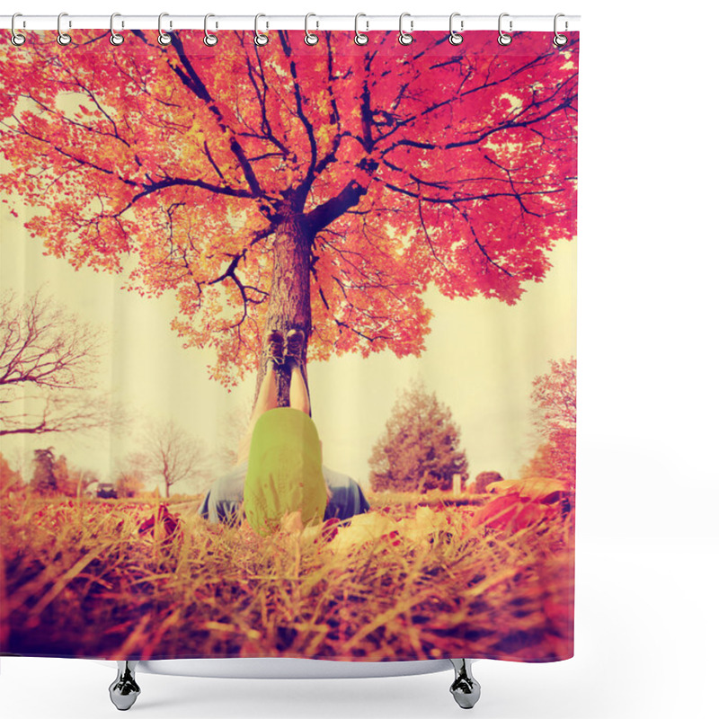 Personality  Feet Resting On Tree Trunk Shower Curtains