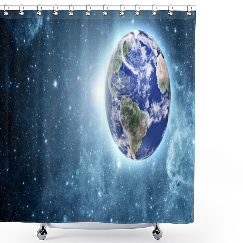 Personality  Blue Planet In Beautiful Space Shower Curtains