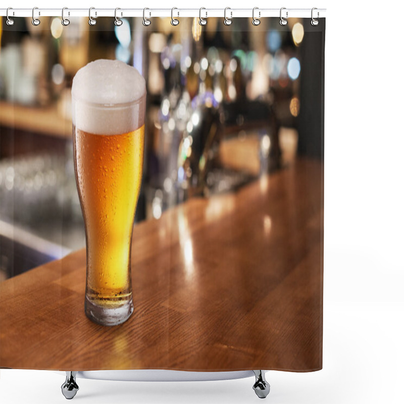 Personality  Beer Glass On A Bar. Shower Curtains