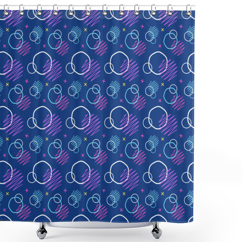 Personality  Pattern Seamless Memphis Retro Style. Abstract Vector Seamless Background. Memphis Geometric Pattern Vintage Pop Art Shapes. Modern Minimal Colorful Trendy Graphic Good For Fabric Or Cover Print Art. Shower Curtains