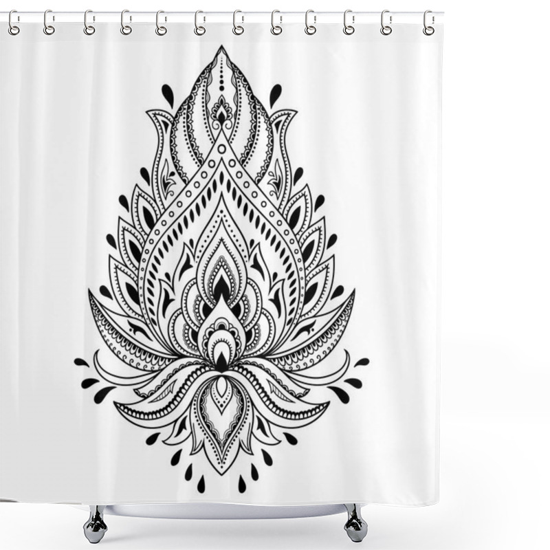 Personality  Henna Tattoo Flower Template In Indian Style. Ethnic  Floral Paisley - Lotus. Mehndi Style. Shower Curtains