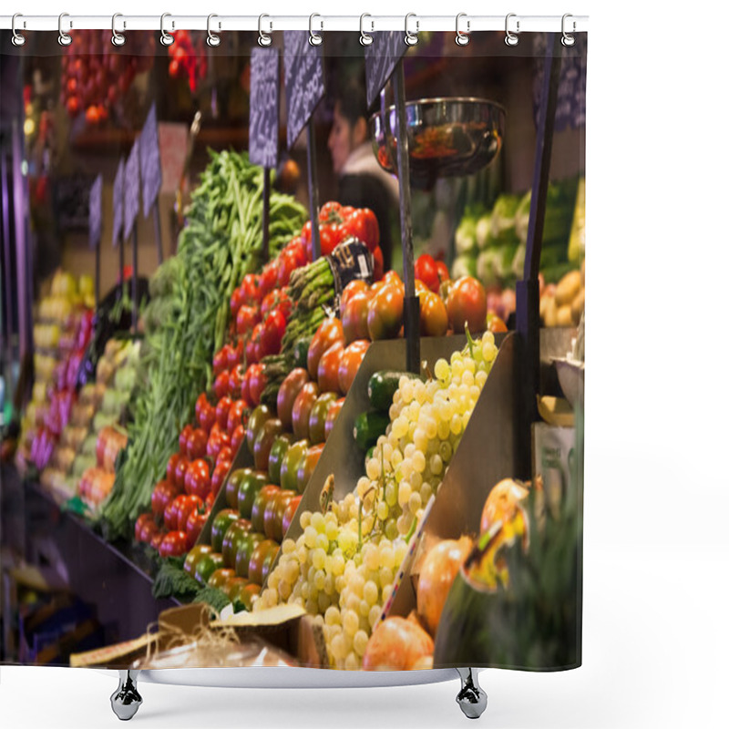 Personality  Fruit Stand At The Boqueria Market In Barcelona Shower Curtains