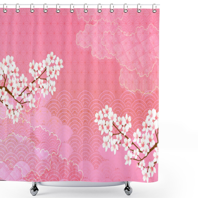 Personality  Cherry Tree Japanese Pattern Spring Background Shower Curtains