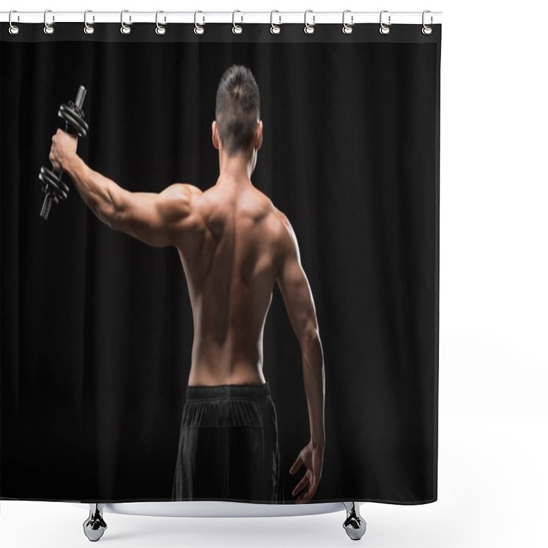 Personality  Muscular Man With Dumbbell  Shower Curtains