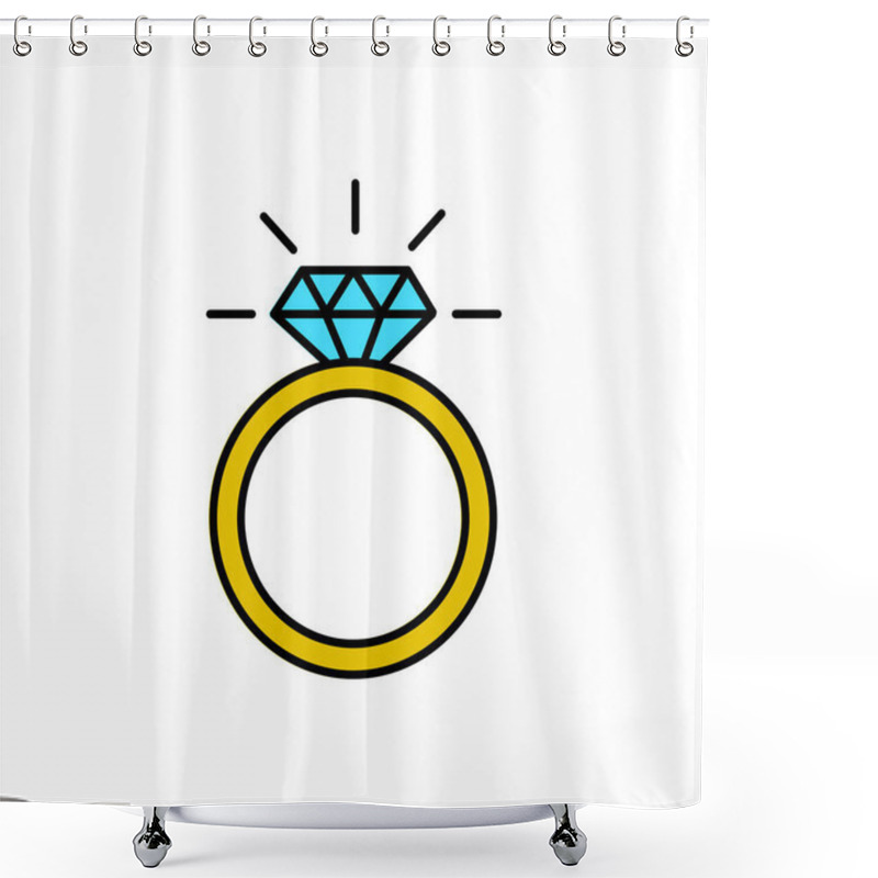 Personality  Diamond Wedding Ring. Jewelry Related Icon. Vector Illustration. EPS 10. Stock Image. Shower Curtains