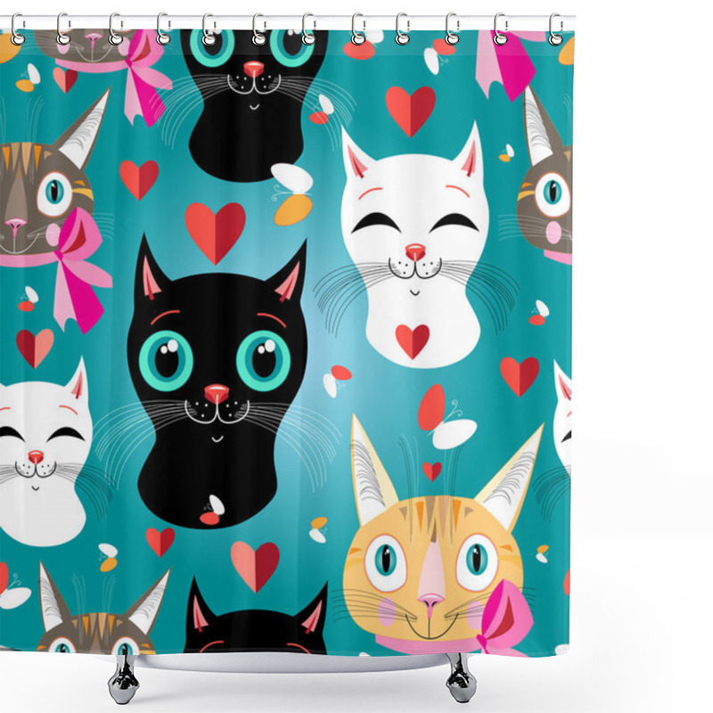 Personality  Pattern Of Portraits Of Cats Shower Curtains