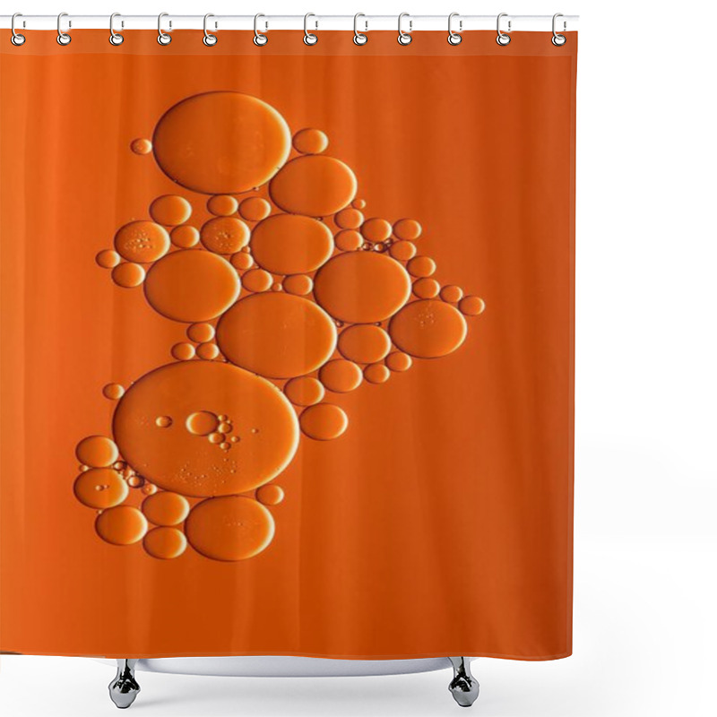 Personality  Abstract Composition Of Orange Oil Droplets On A Vibrant Background. Shower Curtains