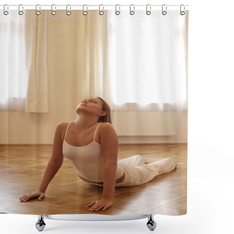 Personality  Woman Practicing Yoga Shower Curtains