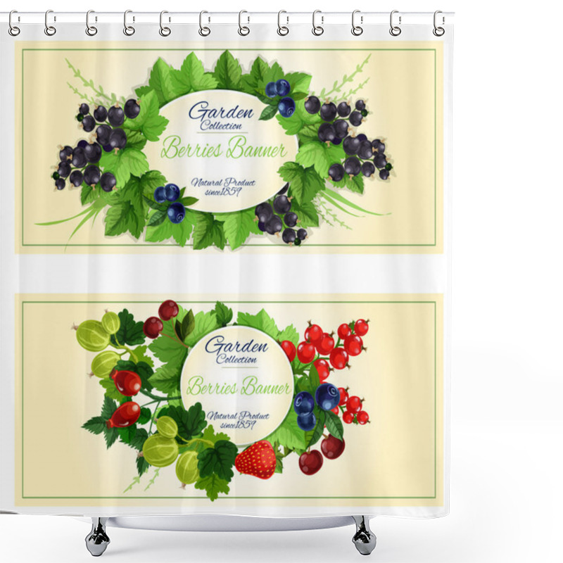 Personality  Fresh Berries And Fruits Banners For Food Design Shower Curtains