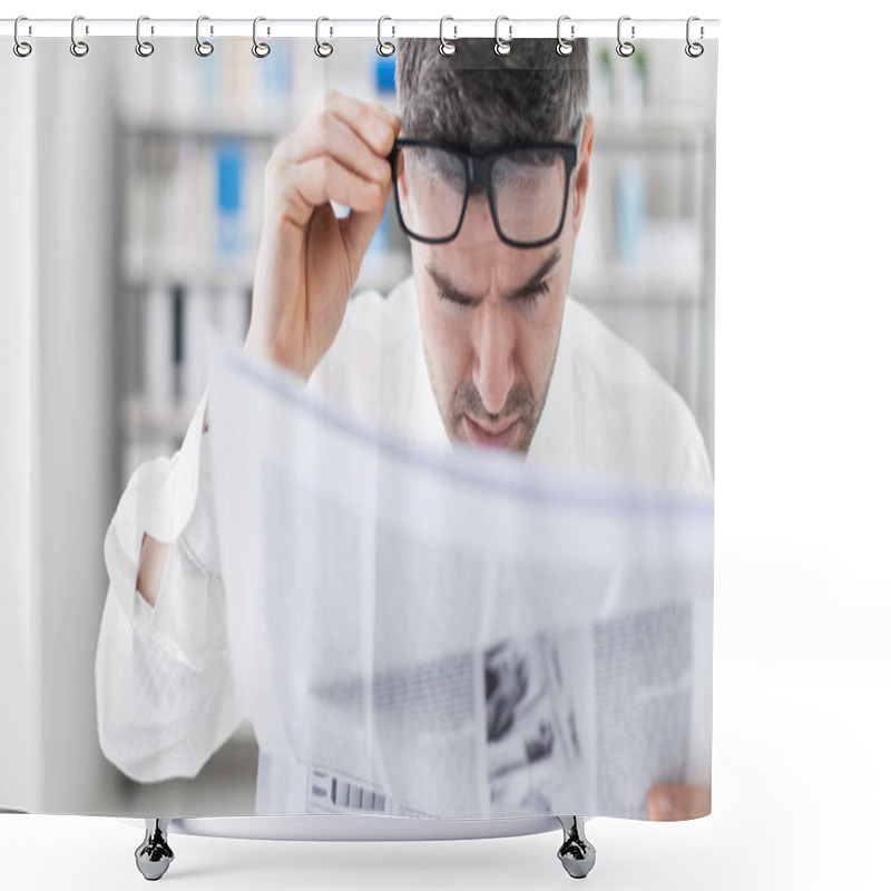 Personality  Businessman In The Office Shower Curtains