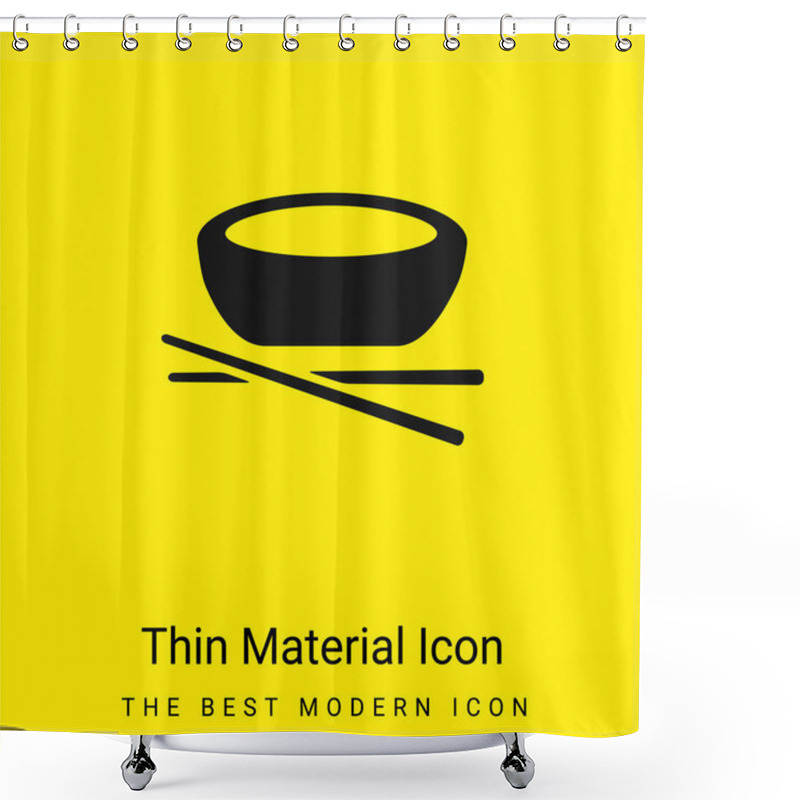 Personality  Bowl And Chopsticks Minimal Bright Yellow Material Icon Shower Curtains