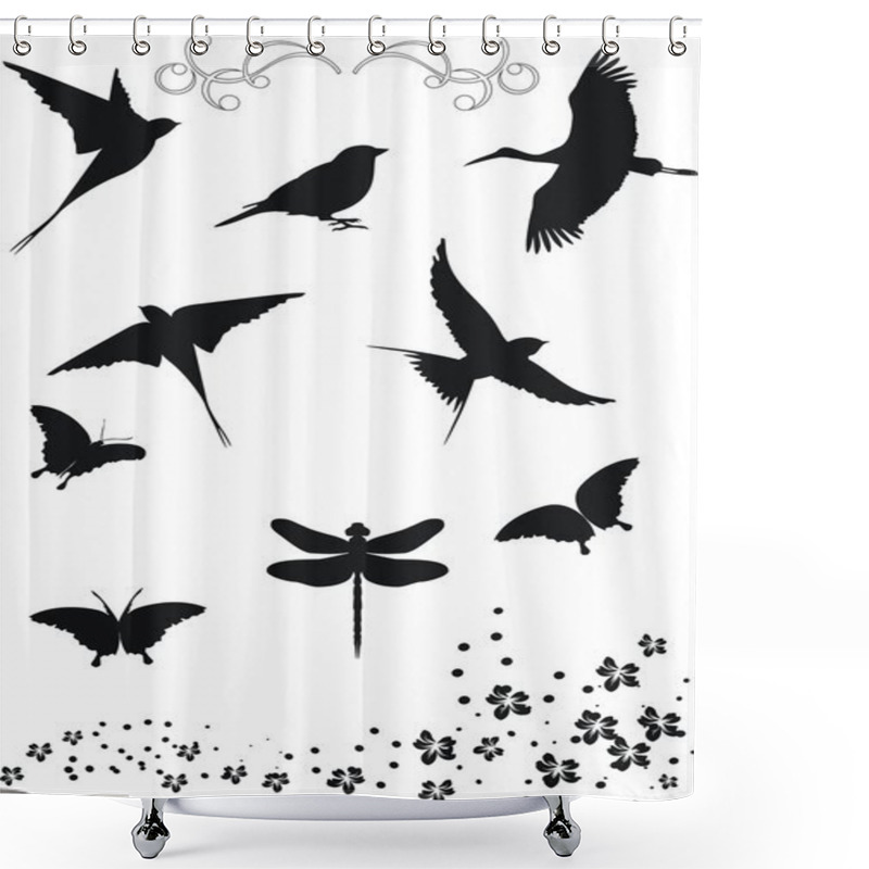 Personality  Birds Design Elements Shower Curtains